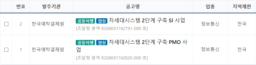 입찰공고 목록 공고명 앞의 공동이행 표시